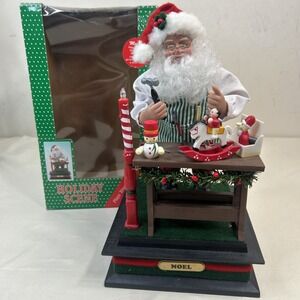 Vintage Santa's Workshop Holiday Creations 12" Animated Lighted Music 1993 WORKS
